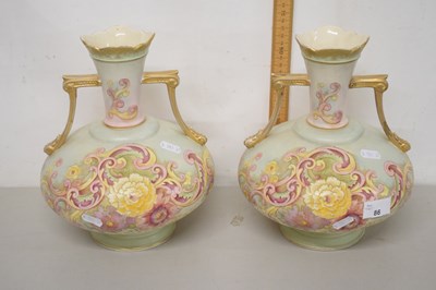 Lot 86 - A pair of Old Hall floral and gilt decorated...