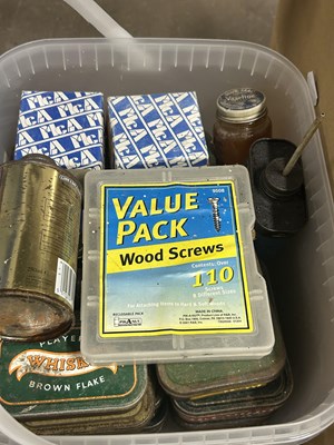 Lot 784 - Box of screws and various other tins etc