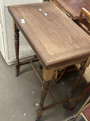 Lot 814 - A foldable card table with green felt inside...