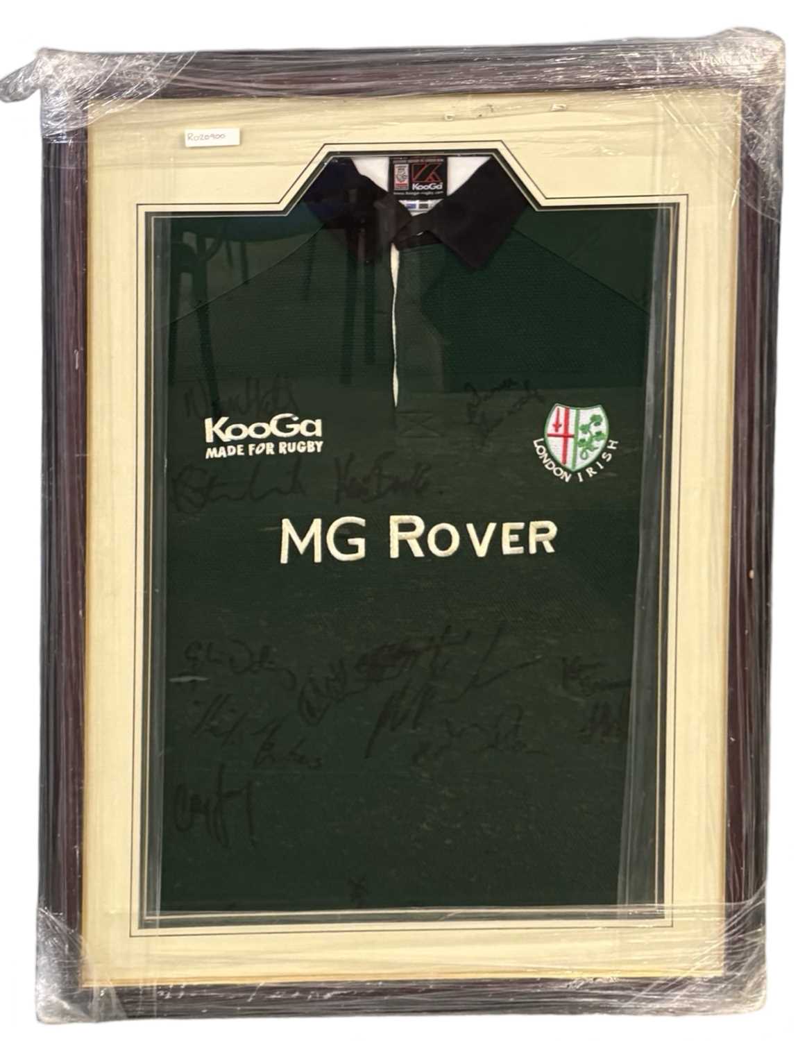 Lot 311 - Framed and Signed London Irish Rugby shirt...