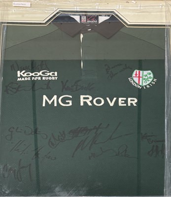 Lot 311 - Framed and Signed London Irish Rugby shirt...
