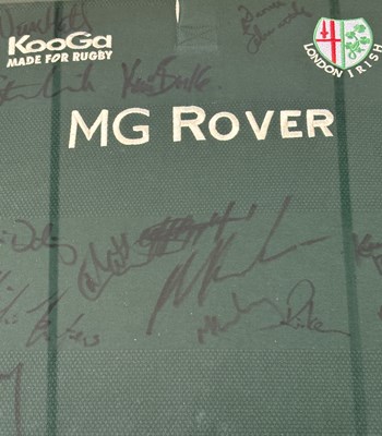 Lot 311 - Framed and Signed London Irish Rugby shirt...