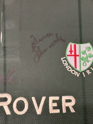 Lot 311 - Framed and Signed London Irish Rugby shirt...