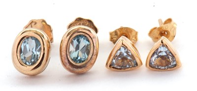 Lot 100 - Two pairs of topaz earrings: to include a pair...