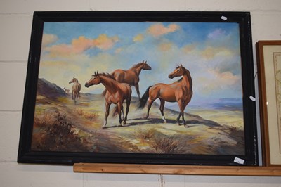 Lot 24 - Wilf Walker, study of horses, oil on board