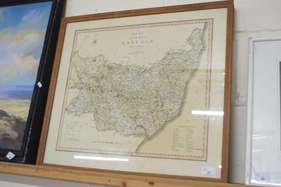 Lot 25 - A framed County map of Suffolk