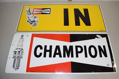 Lot 36 - Two metal signs advertising Champion Spark Plugs