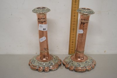 Lot 88 - Pair of electro-plated candlesticks