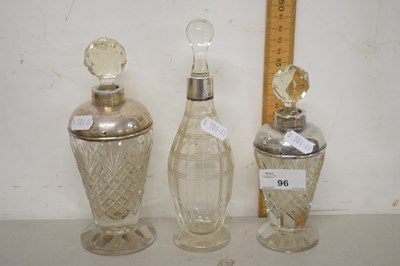 Lot 96 - Group of three cut glass dressing table jars...