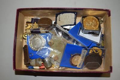 Lot 129 - Box of assorted badges, pins, medallions and...