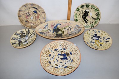 Lot 146 - Group of pottery wares, slip decorated with...