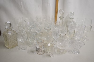 Lot 156 - Quantity of glass ware including decanters and...