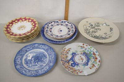 Lot 160 - Quantity of ceramic plates including a stone...