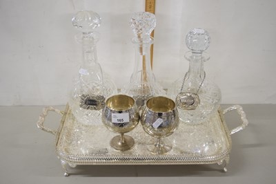 Lot 165 - Group of three decanters marked Brandy and...