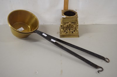 Lot 181 - Two large brass ladles and a further large...