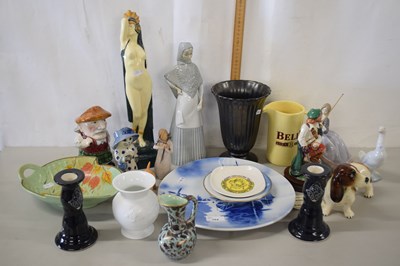 Lot 184 - Group of ceramic items candlesticks, model of...