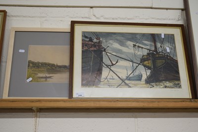 Lot 219 - Moored Ships by John Sutton 71, watercolour...