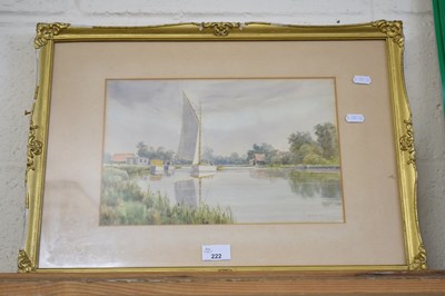 Lot 222 - Sail boat on the river, indistinctly signed,...