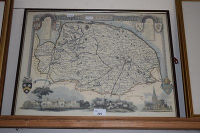 Lot 225 - Reproduction map of Norfolk, framed and glazed