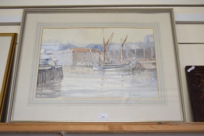 Lot 227 - Ship moored at the dock by John Sutton,...