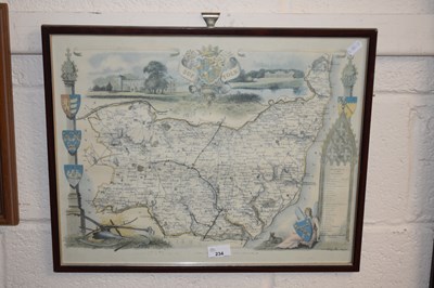 Lot 234 - Reproduction map of Suffolk, framed and glazed