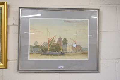 Lot 246 - Boats on the river, watercolour, framed and...