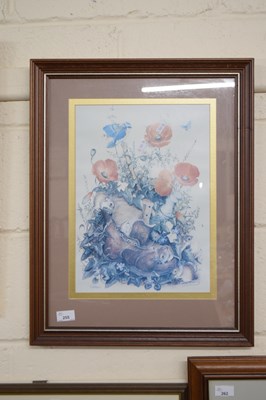 Lot 255 - Reproduction print of mice in a boot, framed...