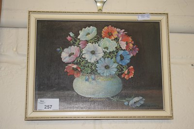 Lot 257 - Study of anemones, oil on canvas, framed