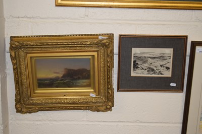 Lot 260 - Cliffs and stormy sea, oil, gilt framed