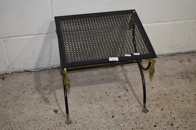 Lot 278 - An iron and brass side table with mesh top and...