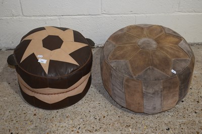 Lot 282 - Two retro leather covered footstools