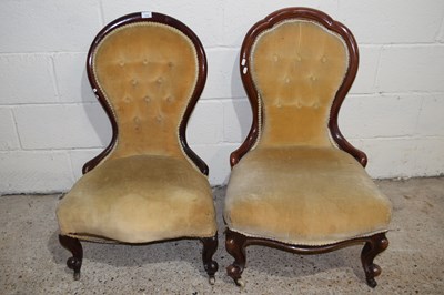 Lot 319 - Two Victorian button back nursing chairs