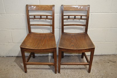 Lot 342 - Pair of Victorian elm seated kitchen chairs...