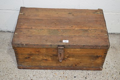 Lot 357 - Vintage pine and metal bound tool box