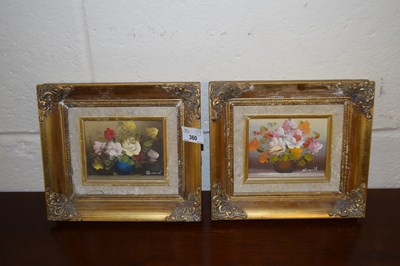 Lot 360 - Two modern miniature still life studies of...