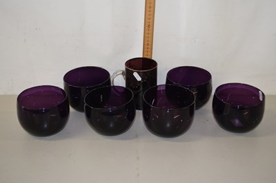 Lot 186 - A set of six amethyst glass finger bowls plus...