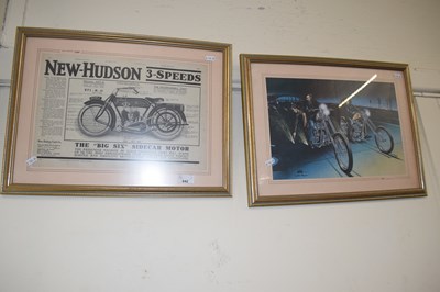 Lot 642 - Two framed prints, motorbike interest