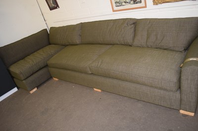 Lot 686 - A large modern dark green corner sofa