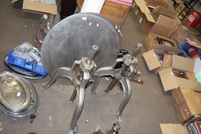 Lot 724 - Mixed Lot: A pair of circular steel tables...