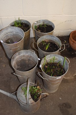 Lot 804 - A quantity of galvanised plant pots and a...