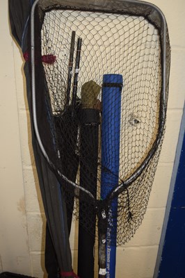 Lot 810 - Quantity of fishing rods and a keep net