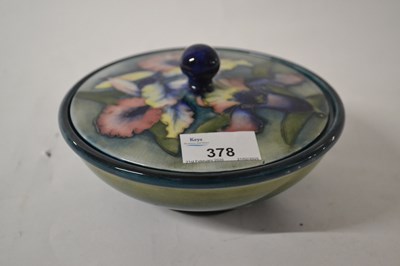 Lot 378 - Moorcroft Powder Bowl and Cover Orchid Pattern