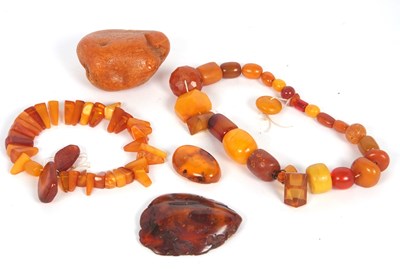 Lot 288 - A quantity of amber: to include a piece of...