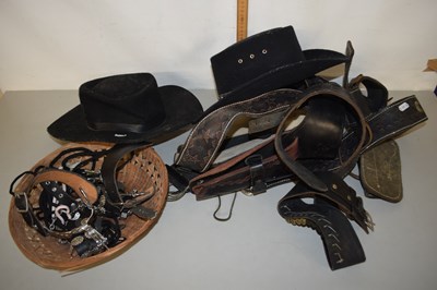 Lot 3 - Mixed Lot: Various cowboy hats, leather belts,...