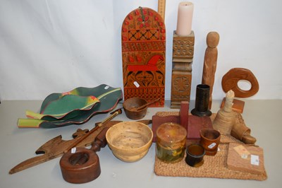 Lot 24 - Mixed Lot: Wooden nut cracker, candlestick,...