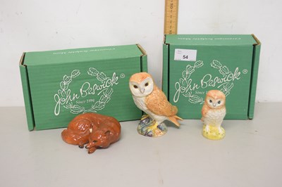 Lot 54 - Two Beswick model owls together with a further...