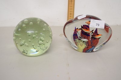 Lot 79 - An Art Glass paperweight decorated with fish,...