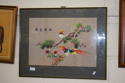 Lot 225 - Chinese needlework picture, framed and glazed