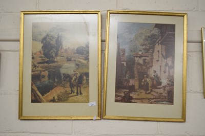 Lot 237 - Two textile style prints, gilt frames