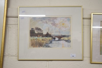 Lot 238 - River landscape with a bridge beyond by John...